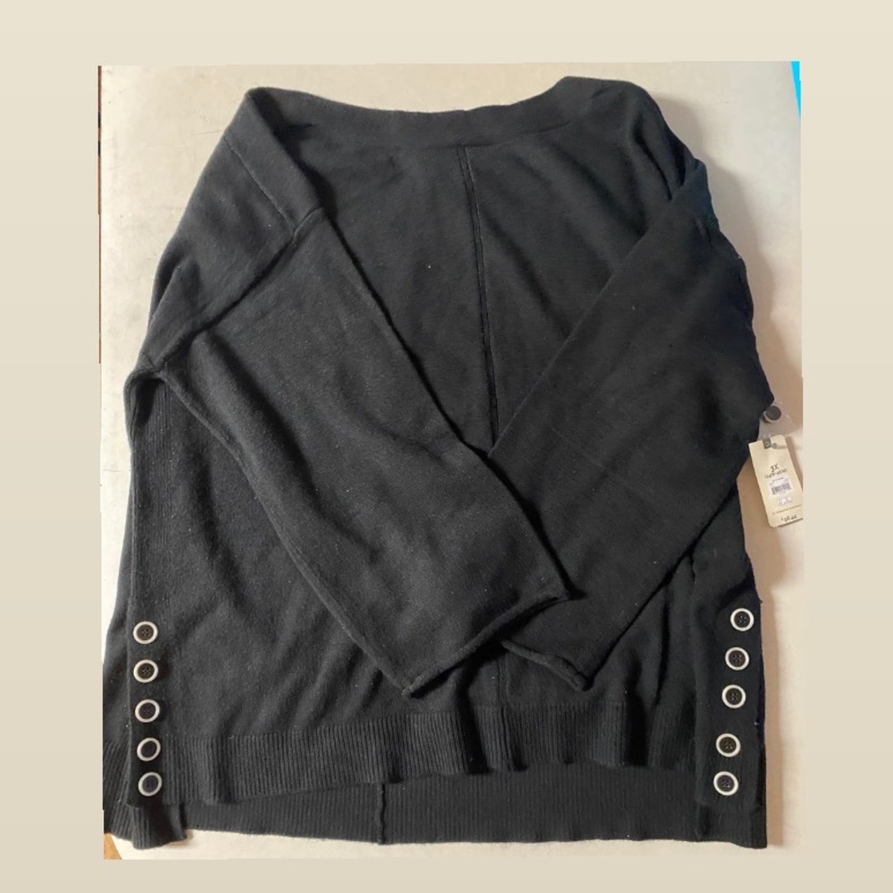 Plus size Black button sweater